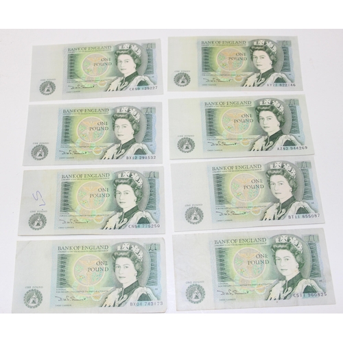 1266A - 23 Queen Elizabeth II Series D £1 notes, one run of 5 sequential serial number and a further run of ... 