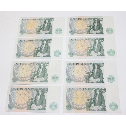 1266A - 23 Queen Elizabeth II Series D £1 notes, one run of 5 sequential serial number and a further run of ... 