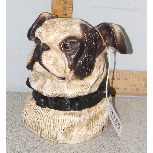 1756A - A vintage style tobacco pot or keepsake pot formed as a dogs' head