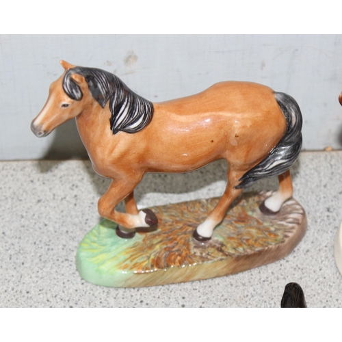 1763A - Three ceramic horse models one wall mounted