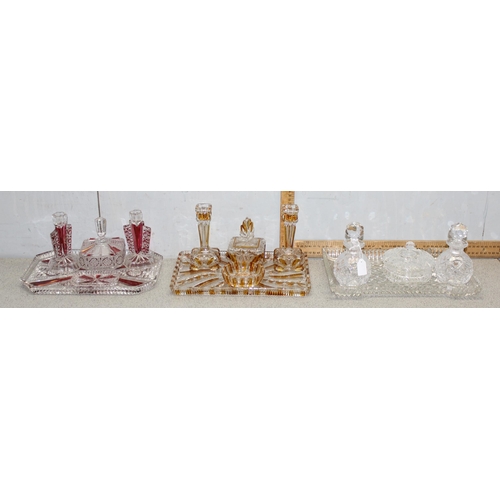 1799A - Mixed lot to incl 3 vintage crystal and flashed glass dressing table sets, qty of good quality ceram... 