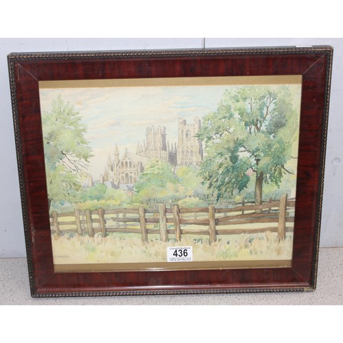 426A - 5 paintings: A large vintage textured print on canvas after John Constable in gilt frame; an early 2... 