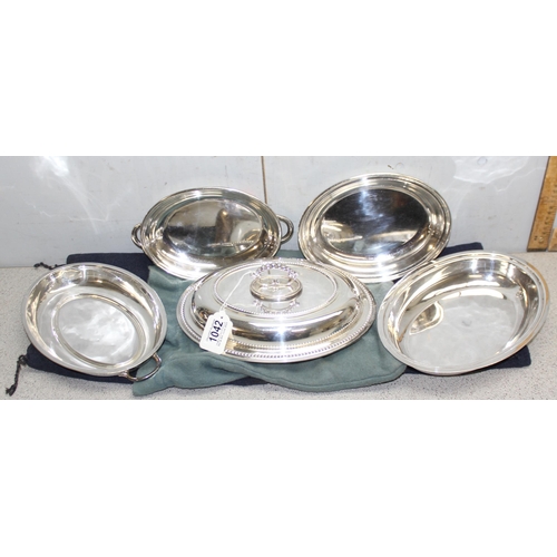 1042 - 3 early 20th century silver plated entrée dishes, approx 2.97kg gross