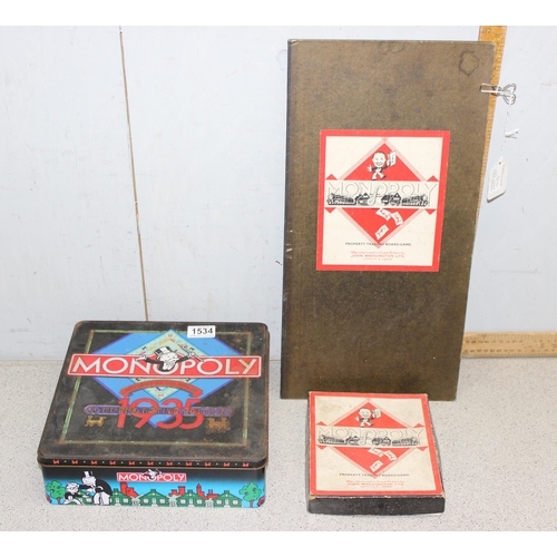 1534 - Vintage Monopoly set and a 1935 commemorative set in tin (2)