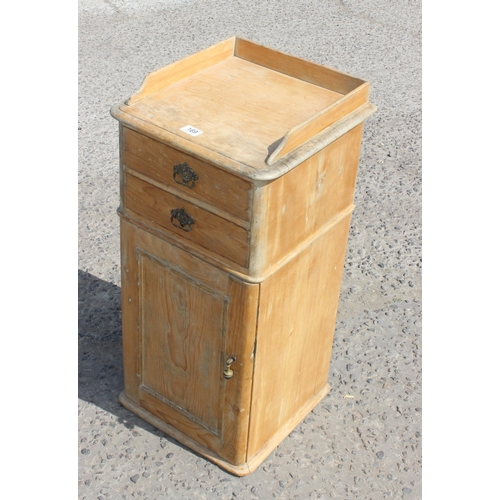 169 - A small Victorian pine 2 drawer pot cupboard, approx 40cm wide