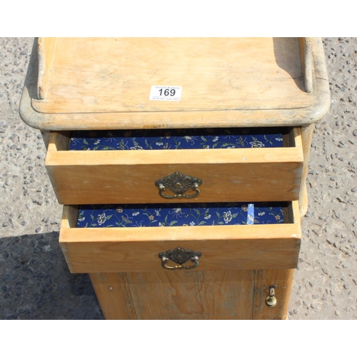 169 - A small Victorian pine 2 drawer pot cupboard, approx 40cm wide