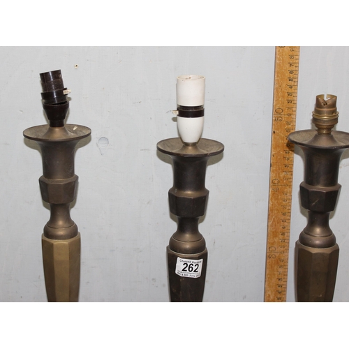 262 - A set of 5 brass table lamps, each approx 55cm tall