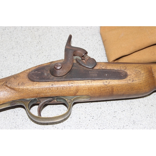 1408 - An antique percussion cap rifle with Tower lock dated 1863 lock, unusual hilt, believed to be North ... 