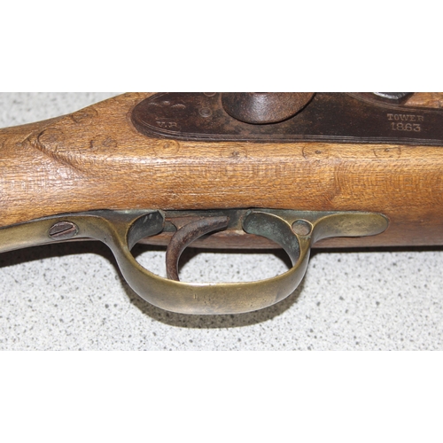 1408 - An antique percussion cap rifle with Tower lock dated 1863 lock, unusual hilt, believed to be North ... 