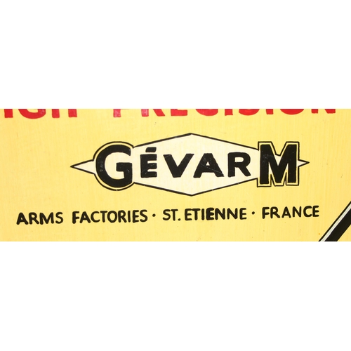 1419 - Vintage wooded hand-painted advertising sign for Gévarm, Gévelot Arms Factories, approx 69cm x 40cm