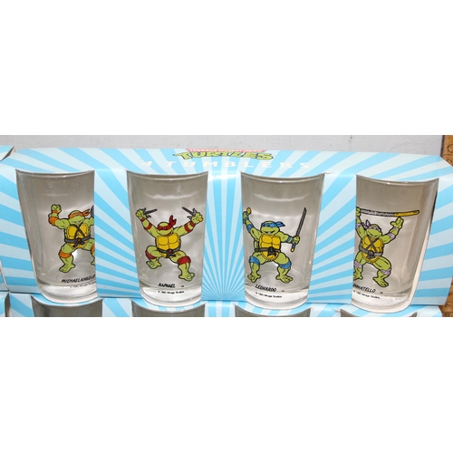 1513 - 8 x 4 packs (32 in total) vintage Teenage Mutant Ninja Turtles glass tumblers with original packagin... 