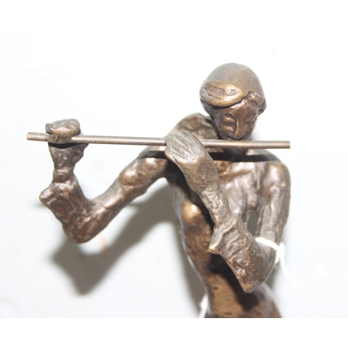 1614 - Bronze figure of a female flute player by K. Burn approx 32cm tall