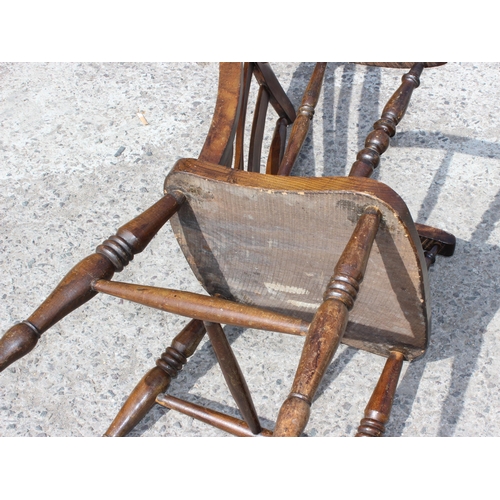 163 - Antique elm seated Windsor farmhouse arm chair