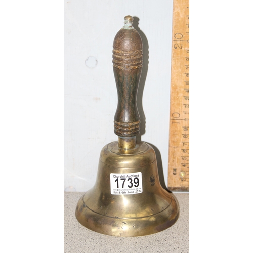 1739 - Antique brass school bell with stamp for 'St. Marks' 1907