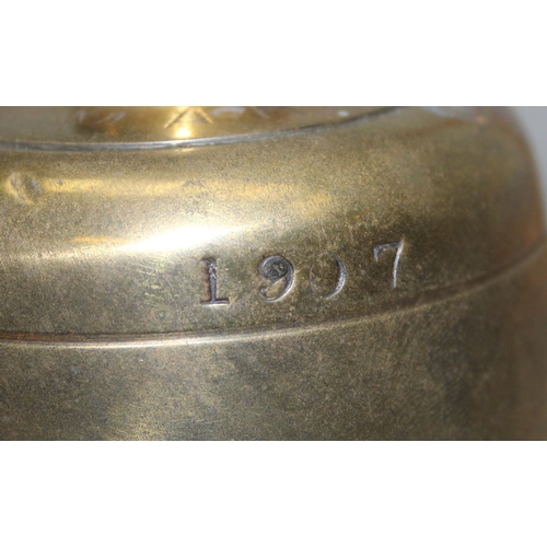 1739 - Antique brass school bell with stamp for 'St. Marks' 1907