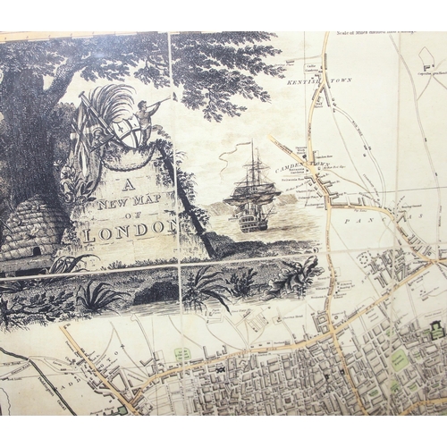 417 - A New Map of London by Laurie & Whittle, a large framed high quality reproduction of the original 18... 