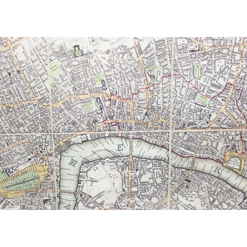 417 - A New Map of London by Laurie & Whittle, a large framed high quality reproduction of the original 18... 