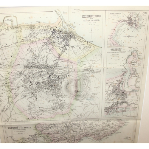 419 - 2 framed reproduction maps of Glasgow and Edinburgh