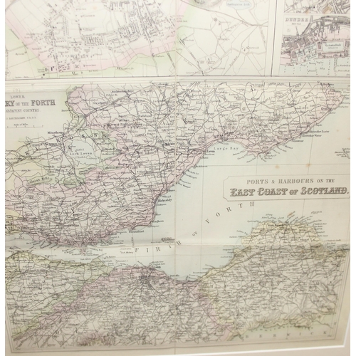 419 - 2 framed reproduction maps of Glasgow and Edinburgh