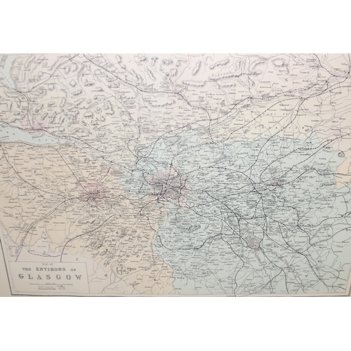 419 - 2 framed reproduction maps of Glasgow and Edinburgh