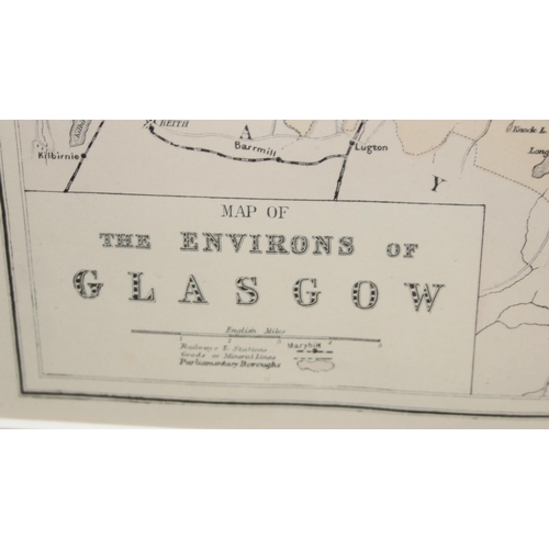 419 - 2 framed reproduction maps of Glasgow and Edinburgh