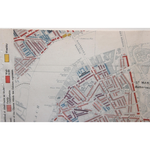 421 - Charles Booth (1840-1916), a rare Poverty map of Battersea with colour coded key denoting the relati... 