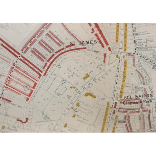 421 - Charles Booth (1840-1916), a rare Poverty map of Battersea with colour coded key denoting the relati... 