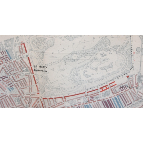 421 - Charles Booth (1840-1916), a rare Poverty map of Battersea with colour coded key denoting the relati... 