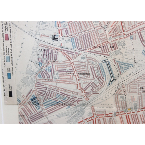 421 - Charles Booth (1840-1916), a rare Poverty map of Battersea with colour coded key denoting the relati... 