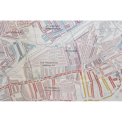 421 - Charles Booth (1840-1916), a rare Poverty map of Battersea with colour coded key denoting the relati... 