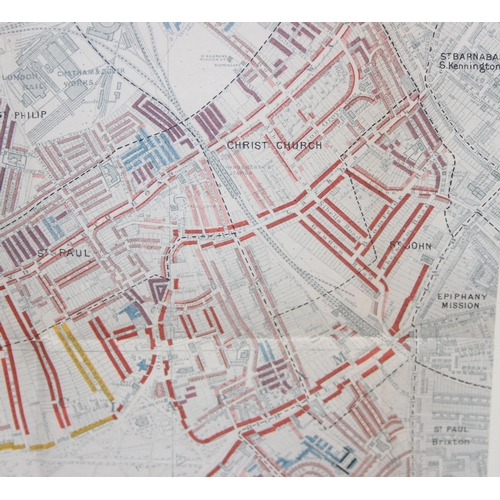 421 - Charles Booth (1840-1916), a rare Poverty map of Battersea with colour coded key denoting the relati... 