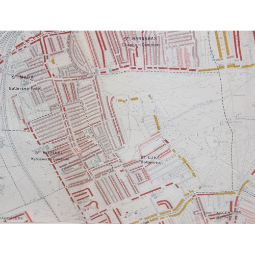 421 - Charles Booth (1840-1916), a rare Poverty map of Battersea with colour coded key denoting the relati... 