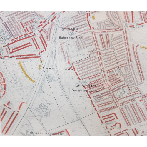 421 - Charles Booth (1840-1916), a rare Poverty map of Battersea with colour coded key denoting the relati... 