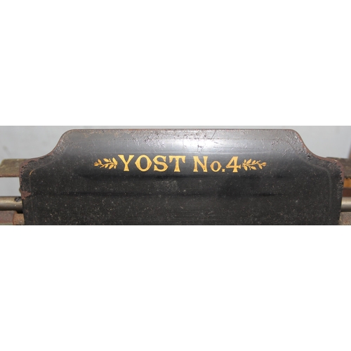 663 - Antique Yost No. 4 typewriter with double keyboard in case