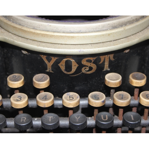 663 - Antique Yost No. 4 typewriter with double keyboard in case