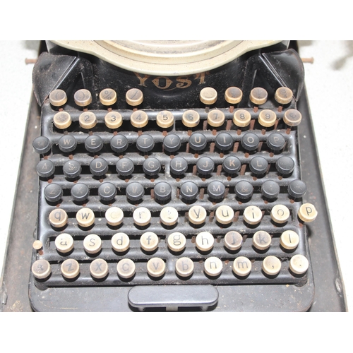 663 - Antique Yost No. 4 typewriter with double keyboard in case