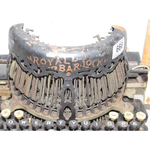 666 - Antique 'Royal Barlock' typewriter