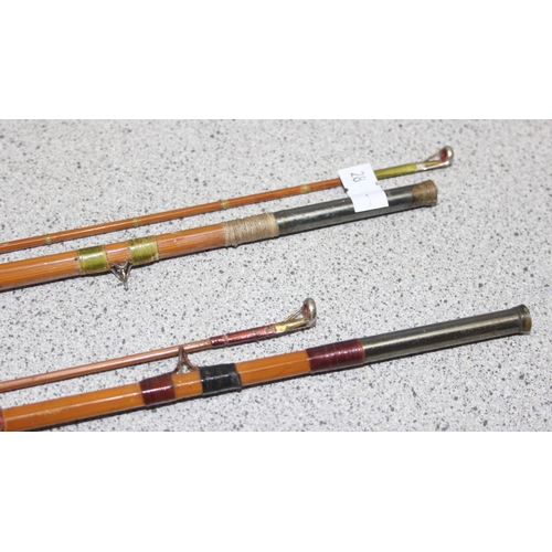 702 - 2 'Octopus' split-cane fly fishing rods by Sealey, with covers