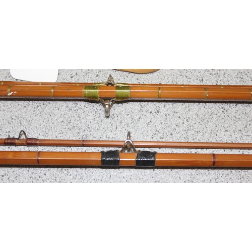 702 - 2 'Octopus' split-cane fly fishing rods by Sealey, with covers