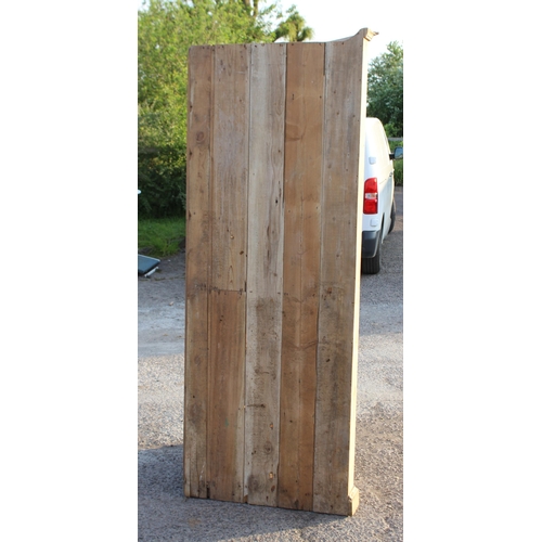 154 - Tall vintage pine unit with 2 doors, one glazed, approx 210cm tall x 110cm x 78cm