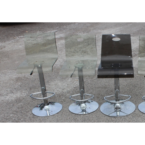 159 - A matched set of 6 Eliza Tinsley Perspex and chrome bar stools