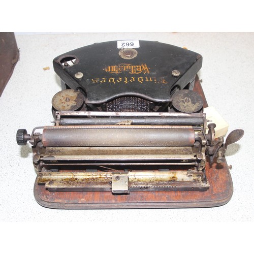 662 - Antique Wellington typewriter with case