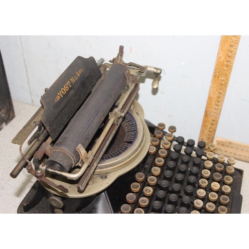 663 - Antique Yost No. 4 typewriter with double keyboard in case