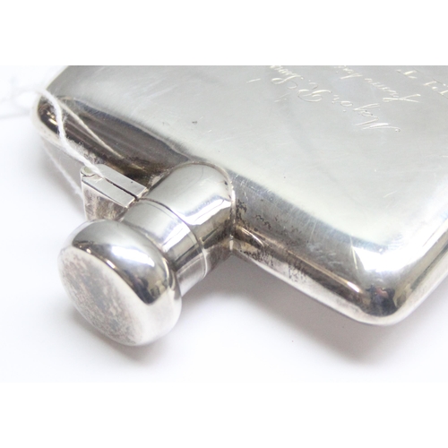 1028 - A WW2 dated silver hip flask inscribed to 