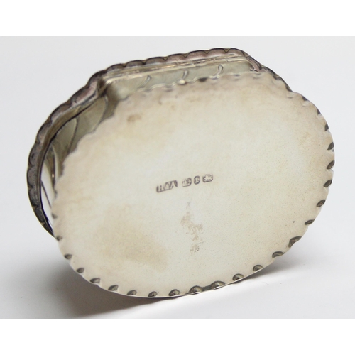 1035 - A Victorian embossed silver shell shaped trinket box, marked for Birmingham 1893 by Horton & Allday,... 