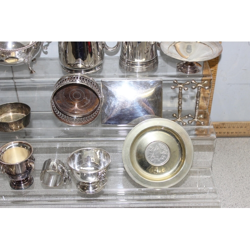 1050 - Qty of assorted antique and later silver plated items and other metalware, approx 5kg gross