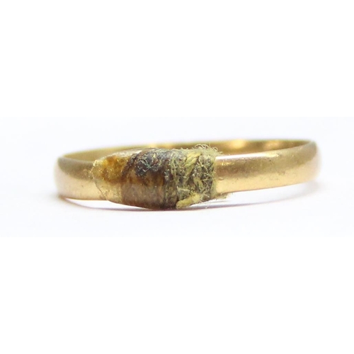 1140 - 22ct gold wedding band ring, broken and repaired through hallmarks but XRF tests as 22ct gold, appro... 