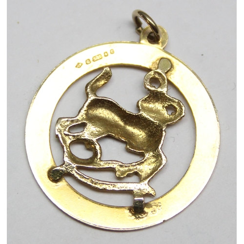 1151 - 9ct gold goat or ram charm, marked for London 1979, approx 2.32g gross