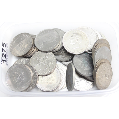 1275 - Qty of assorted crown coins, approx 1.3kg gross