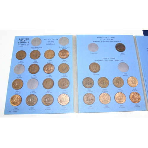 1280 - 5 Whitman coin albums, 2 Farthing, half penny, penny & brass 3d, with partial contents